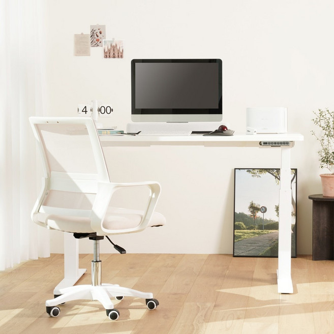 덱스탑 스마트 모션데스크 PRO 전동 듀얼모터 높이조절책상 (1400 1600), 1400_NEW블랙상판, 화이트(프레임)