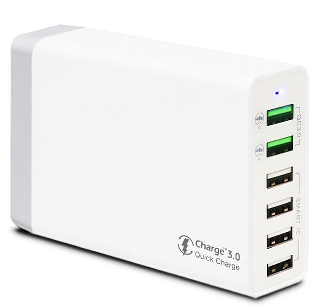 SNAPP 60W 스마트터보 6포트 멀티충전기, 화이트, 1개