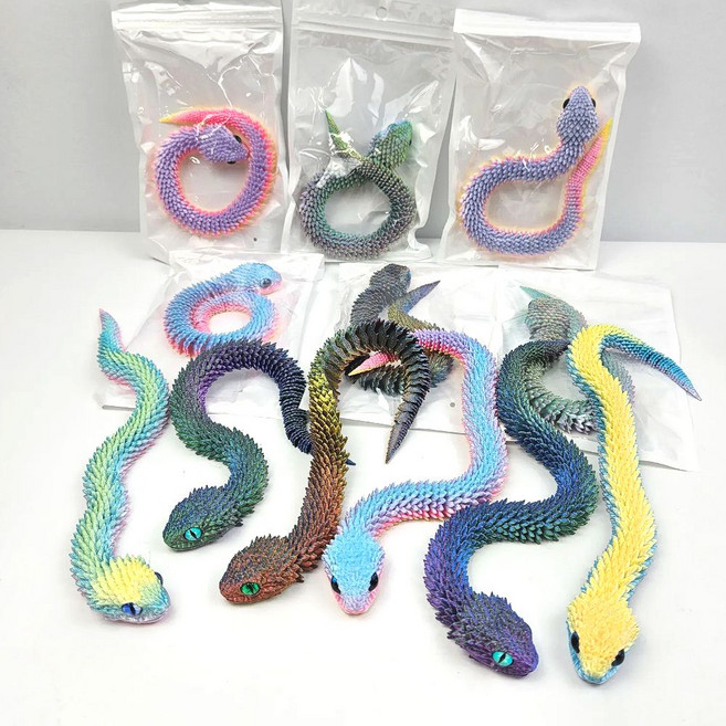 [무료배송/당일배송] 칼라 입체 관절 뱀 장난감 3D 프린터 [엘리빅마켓], 12개