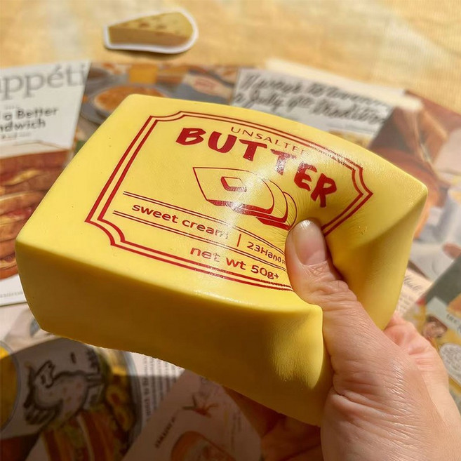 버터 모양 느린 복원 스퀴시볼 스트레스 해소 꾹꾹이 장난감 안티스트레스 볼, 1개, 60g, DG-A001