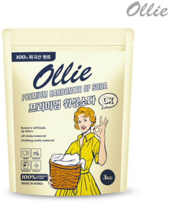 올리 미국원료100% 프리미엄 워싱소다 탄산소다 다용도 세정 세탁보조 세탁조청소, 1개, 3kg