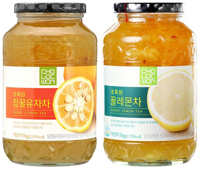 초록원 참꿀유자차 +꿀레몬차 (2kg), 2kg, 1개입