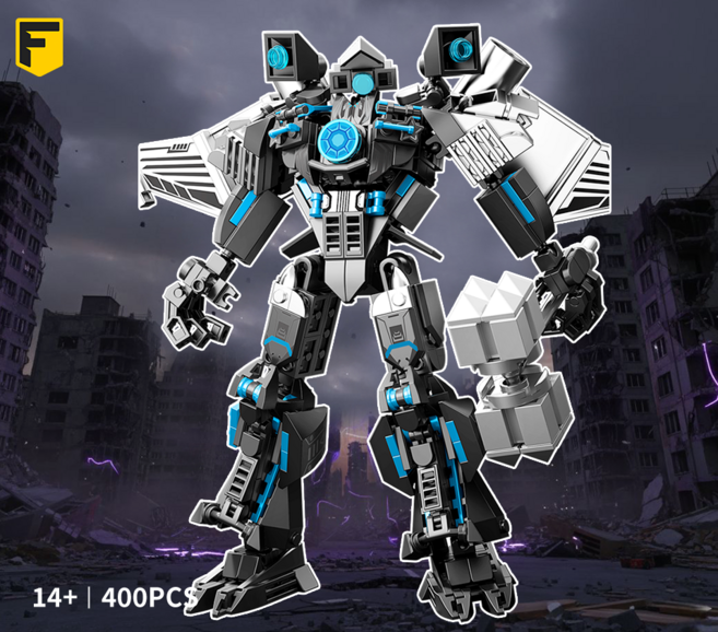 FunKKU 스키비디 토일렛 skibidi toilet 레고호환블록 업그레이드 타이탄 카메라맨 블럭 pcs400, 1개, 블랙