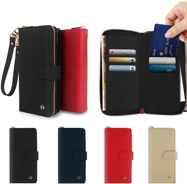 갤럭시 노트8(N950) 에디터 카프리 스트랩 지퍼 다이어리 휴대폰 핸드폰 가죽 케이스