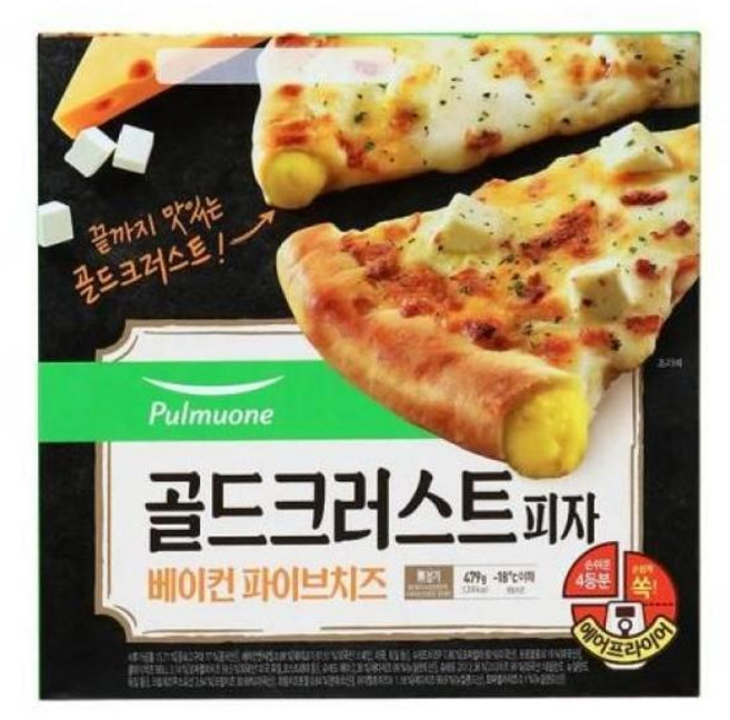 야식 간식 풀무원 골드 크러스트 피자 베이컨 파이브 치즈 고구마 무스 엣지 냉동, 479g, 6개