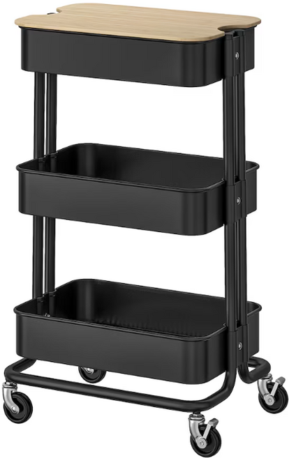 이케아 RASKOG 로스코그 / NORRAVA 노로바카트+뚜껑, 블랙