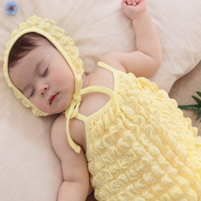 [출산백일선물] 우이동금손 버블팝 끈나시롬퍼+보넷세트 [더스트백]