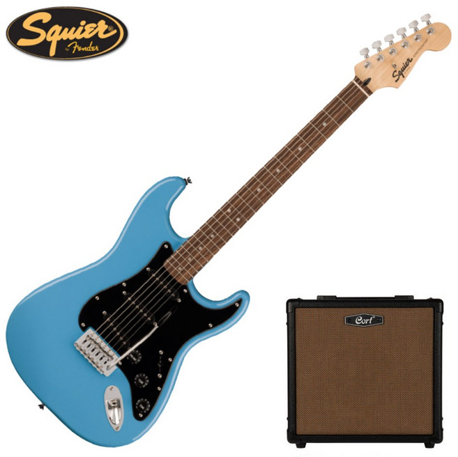 스콰이어 SONIC STRATOCASTER 일렉기타 + 15W 앰프 풀패키지, 캘리포니아 블루, 1개
