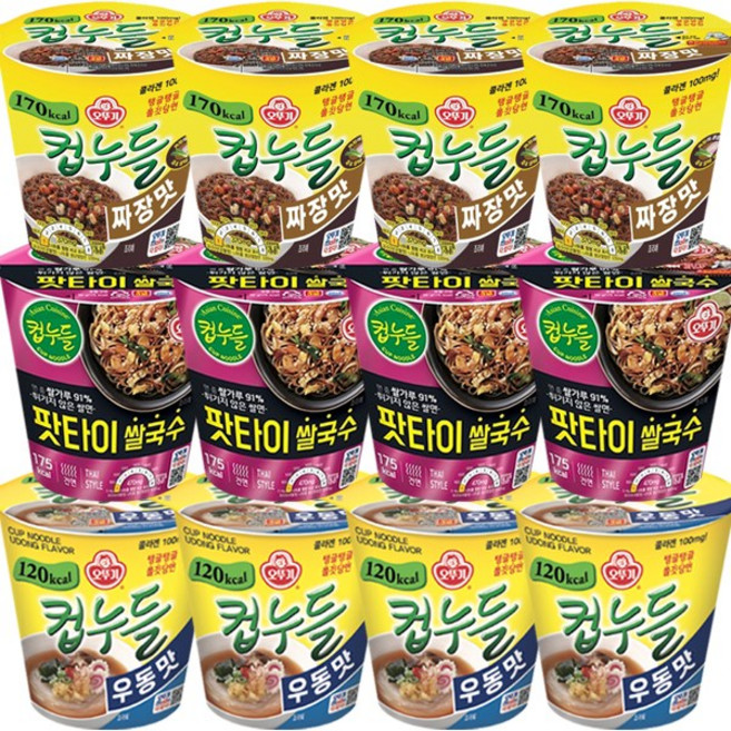 오뚜기 컵누들 우동4개+팟타이4개+짜장4개, 1