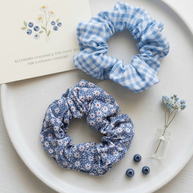 메이닷 블루 곱창밴드 슈슈 머리끈