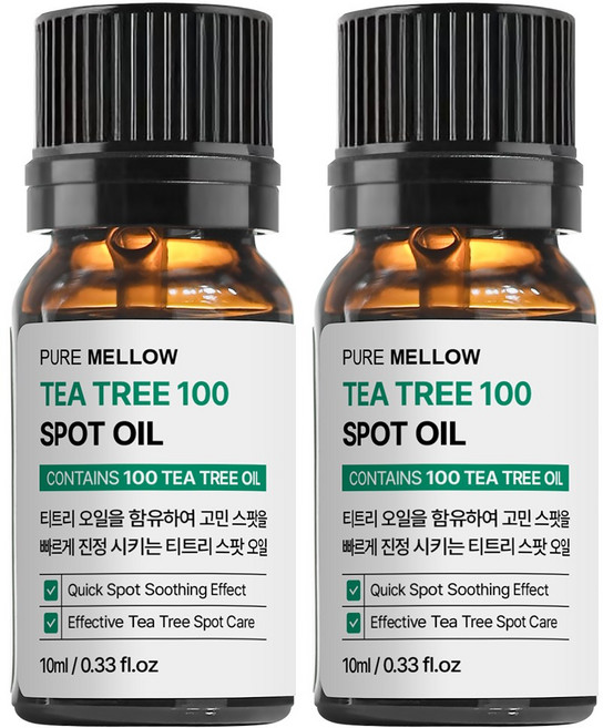 퓨어멜로우 티트리 100 스팟 오일, 2개, 10ml
