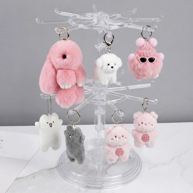 홈앤온 키링 보관 회전 진열대, 투명