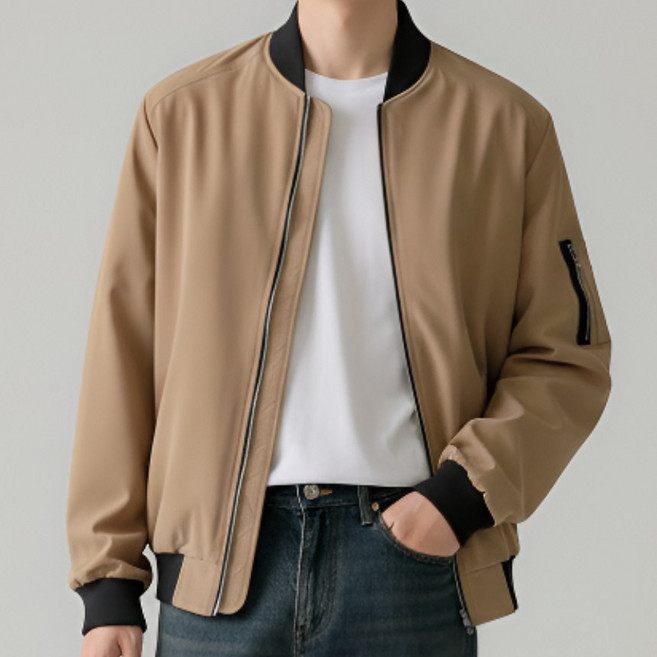 에쉬울프 배색 소매 지퍼 블루종 점퍼 집업 자켓