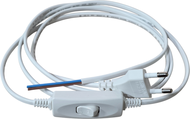 중간스위치 전선코드 2M 코드선 파워 코드 조명 전원선 온오프 똑딱이, 1개, 백색