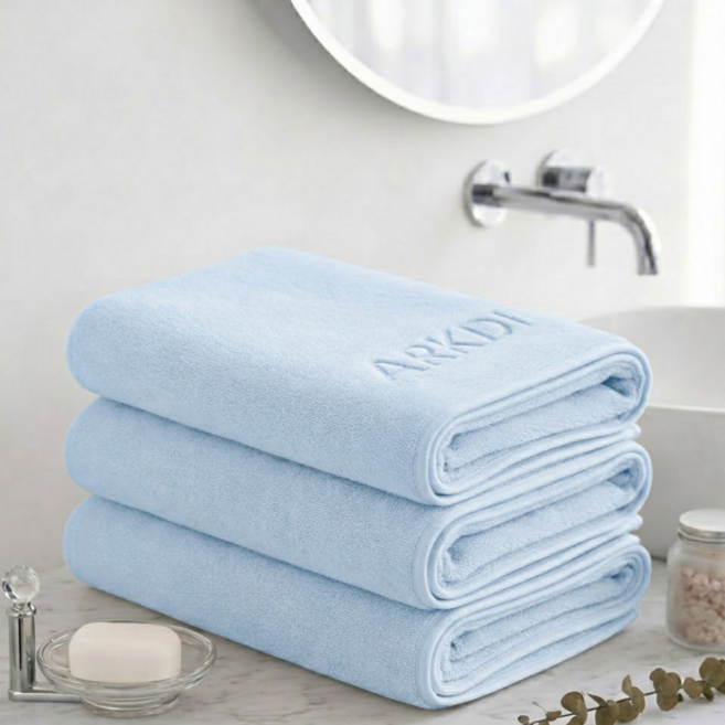 아크디 먼지없는 고급 바스타월 대형, 베이비블루, 3개