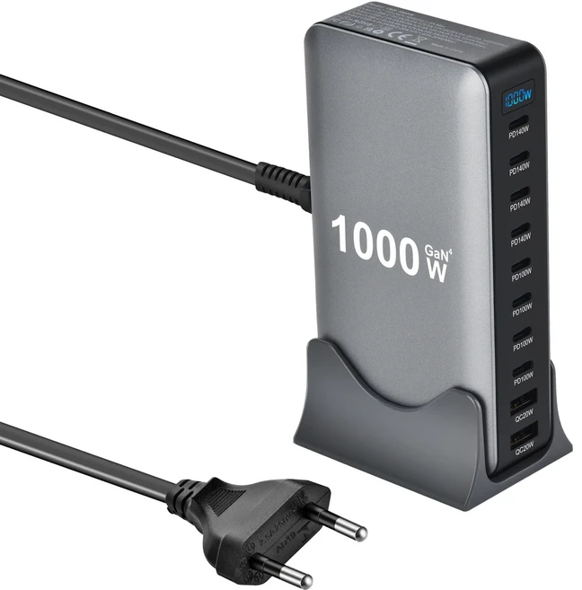 2026년형 1000W GaN 데스크탑 고속 충전기 PD3.1 USB 타입 C 10포트 고속 충전 스테이션 어댑터 (모바일 및, 05 KR Plug