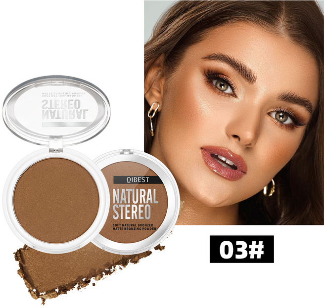 쉐딩 컨투어 파우더 브론저 브이라인 코쉐딩 헤어라인 자연스러운 음영 메이크업, 1개, 03#