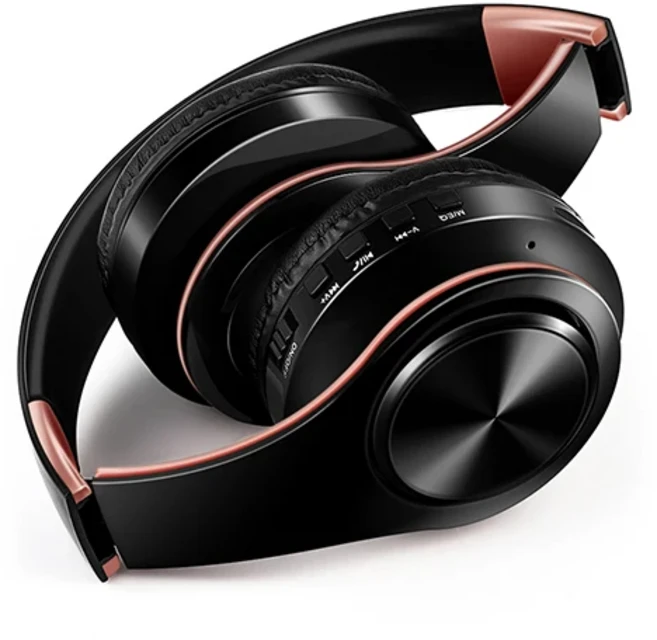 2025년형 블루투스 무선 스테레오 헤드폰 이어폰 헤드셋 (FM TF 카드 슬롯 MP3 PC 아이팟 휴대폰용 내, 04 black rose gold