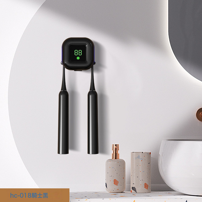 新品源頭牙刷架牙刷消毒器智能殺菌紫外線免打孔電動置物架壁除菌, 如圖所示, 黑色顯示屏款