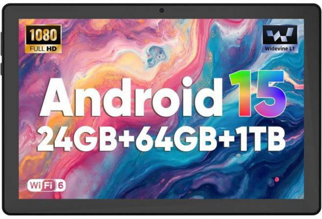 글리소 2026 업그레이드 태블릿 10인치 안드로이드 옥타코어 24GB+64GB+1TB TF 15 이중 카메라 얼굴 인식 잠금 해제 고속 충전 5000mAh 배터리 와이드바인, A10, 검정