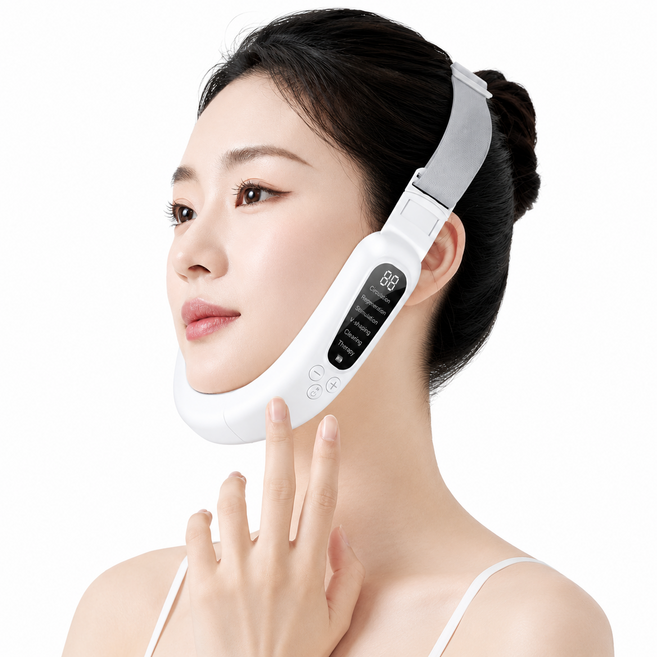 ERANSTAR V-line 무선 LED 얼굴 마사지기 [이중턱 턱살관리/윤곽 브이라인/갈바닉 얼굴 붓기], K328