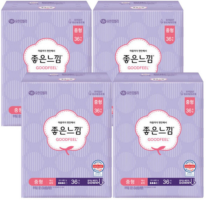 좋은느낌 오리지날 맥시슬림 날개 중형 36p x4개, 4개, 36개입