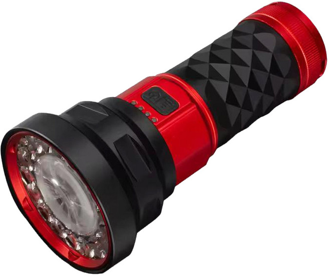 CS9000 밝은 손전등 5400루멘 집중 확산 만능 휴대용 후레쉬 C타입 충전식 초강력 LED 라이트, 1개, 블랙