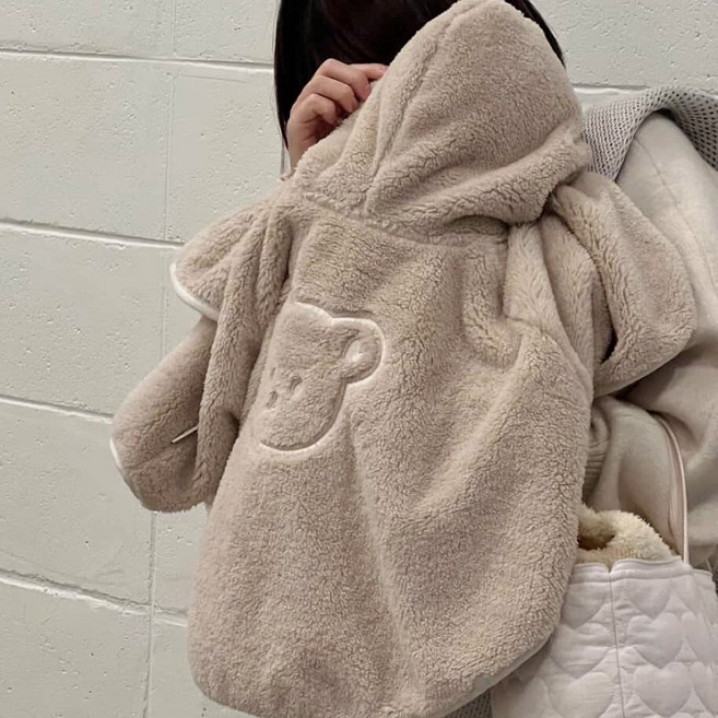 돗투돗 큐비 벨보아 겨울 아기 망토블랭킷 아기띠 사용가능, 돗꼼(베이지)