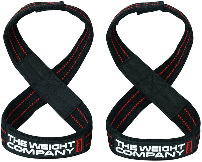 더웨이트컴퍼니 8자 리프팅 헬스 스트랩, 1세트, 레드