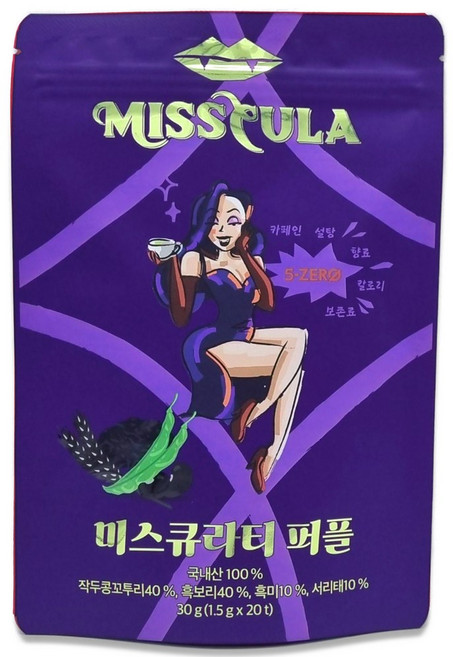 미스큐라티 퍼플 삼각티백 차 작두콩 흑보리 흑미 서리태차, 1.5g, 1개, 20개입, 1.5g