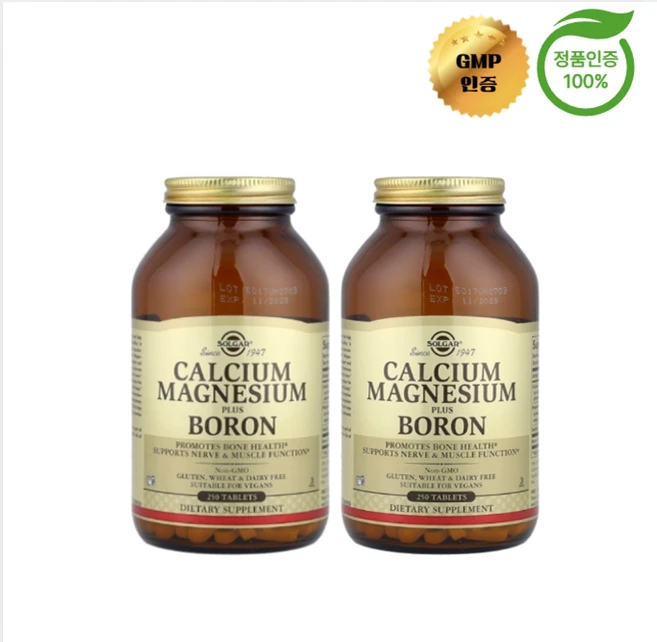 1+1 솔가 칼슘 마그네슘 + 보론 250정, 2개, 250회분 - 쿠팡