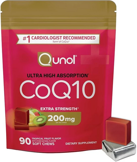 Qunol CoQ10 200mg 소프트 츄 엑스트라 스트렝스 & 초고흡수 코엔자임 Q10 보충제 심장 건강을 위한 #1 전문의 추천 90개 207776, 1개 - 쿠팡