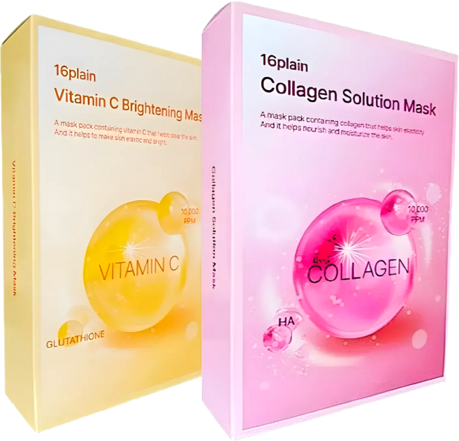 코랜스 플레인 Mask Pack 20매 <콜라겐-비타민C> 마스크팩 2종- 옵션선택가능, 2개, 10개입, 비타민C