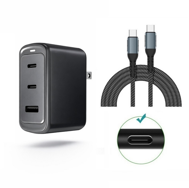 70W 氮化鎵充電器 適用 Lenovo 聯想筆電, 1個, 新款70W充電頭-黑(送2米雙TC線)