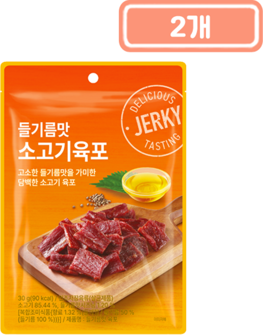 코주부 들기름맛 소고기육포, 2개, 30g