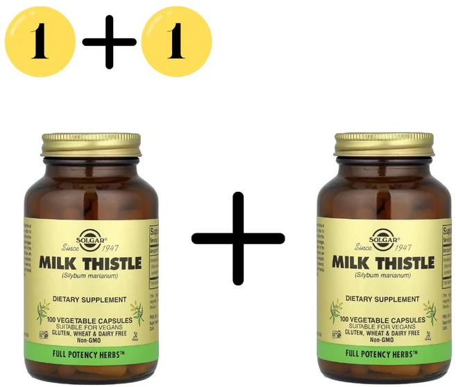 1+1 솔가 밀크씨슬 450mg 100캡슐 밀크시슬 실리마린 흰무늬엉겅퀴 비건 글루텐프리, 100정, 2개 - 쿠팡