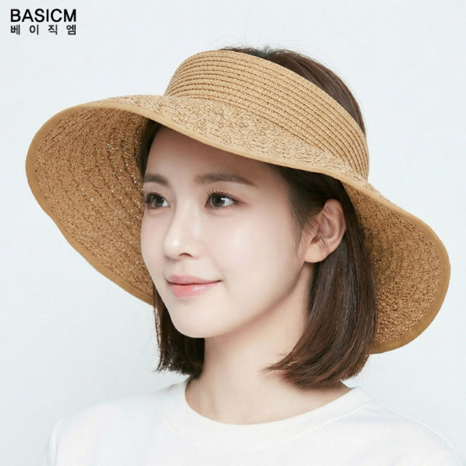 여름 지사썬캡 돌돌이 웨이브 스트로우 와이드햇 시원한 밀짚 챙이 넓은