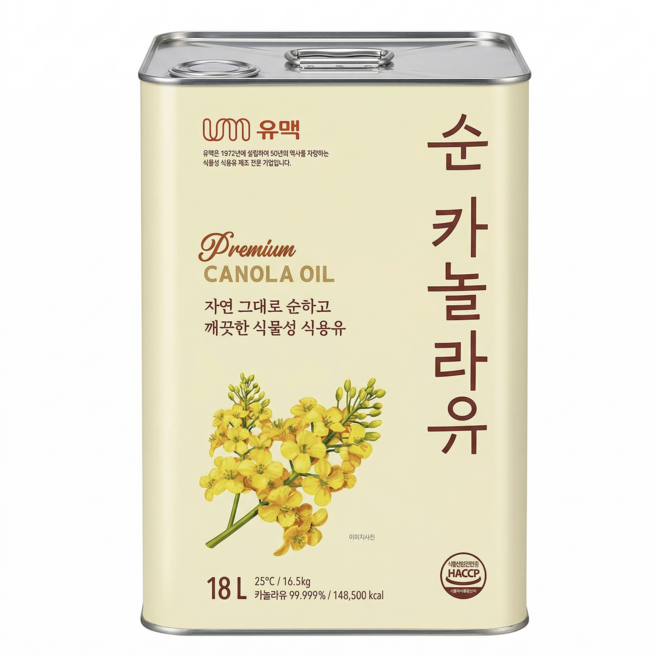 유맥 카놀라유 채종유 대용량 업소용 18L 리터 말통, 1개