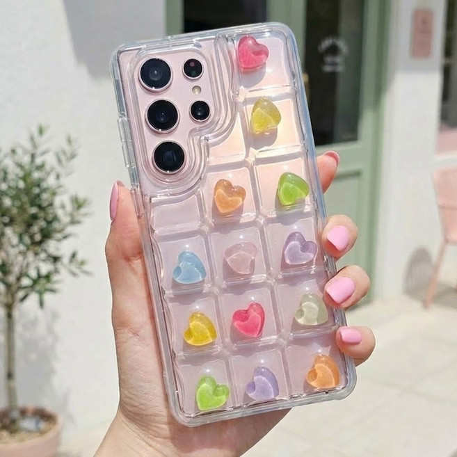 포코포코 케이스 캔디 하트 파츠 포함 DIY 폰꾸 투명 에어범퍼 갤럭시 S26 울트라