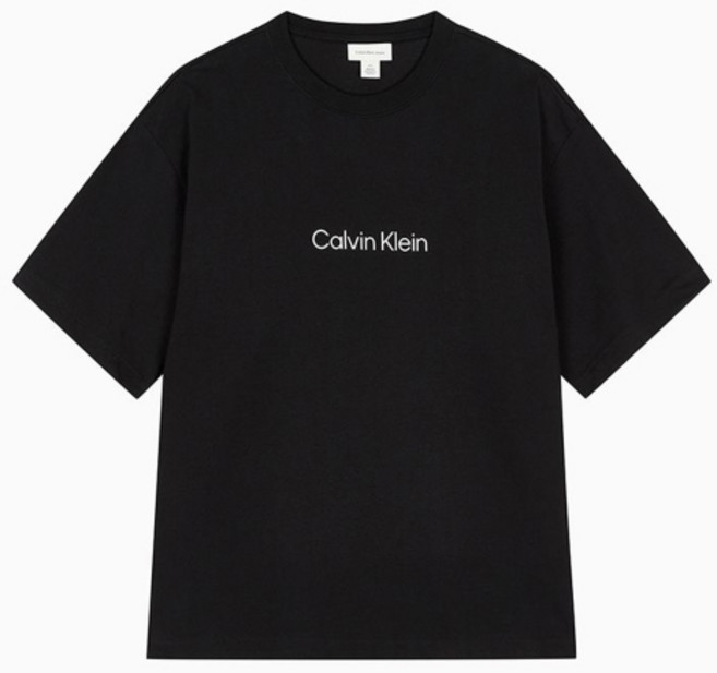 [백화점 정품] 캘빈클라인 진 CALVIN KLEIN JEANS 블랙 릴렉스핏 스탠다드 로고 크루넥 반팔 티셔츠 40HM228 UB1