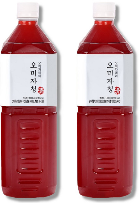오미자데이 문경 오미자청 대용량, 1L, 2개입, 1세트