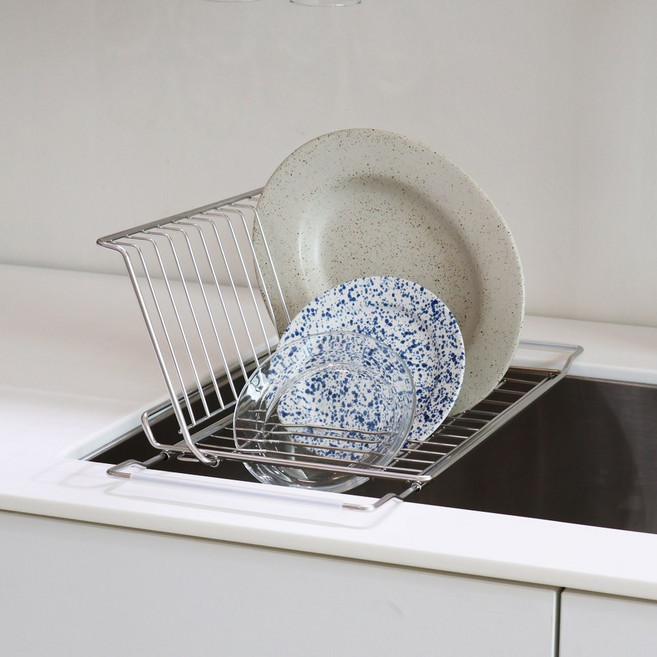 이지유 304스텐 길이조절 건조대 싱크대 접이식 컵 접시 식기 선반 거치대, 1개, 올스텐 그릇 걸이형, 1단