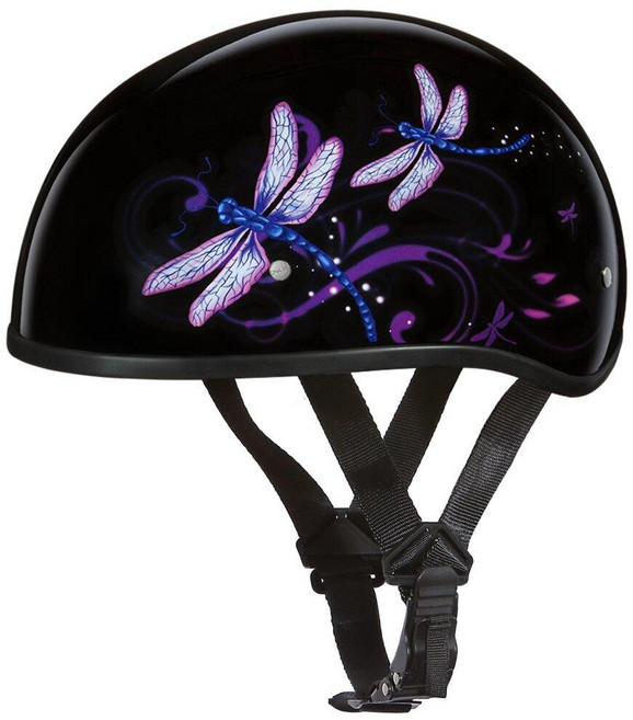 Daytona Helmets 3/4 성인용 오픈 페이스 오토바이 헬멧 - DOT 승인 베스파 남성용 듀얼 바이저 여성용 레트로 카스코 모페드 크루저 보버 및 차퍼용, 고광택 블랙, 잠자리