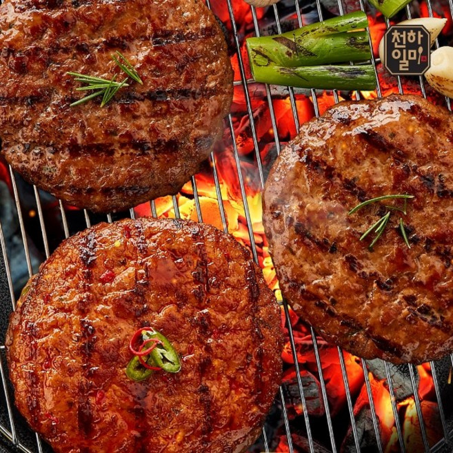 천하일미 [천하일미] 홍석천 이원일 떡갈비 패티 총40장 맛선택, 매콤20팩 총40장, 160g