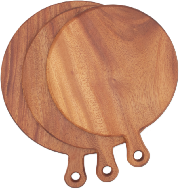 센에코 마호가니 통원목 원형 핸들 도마 18t 플레이팅용 서빙보드 양면 프리미엄 친환경, 내츄럴, 1개