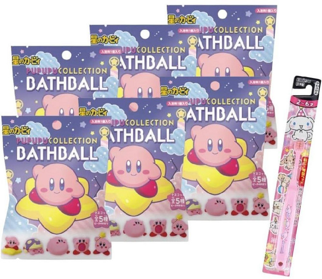 일본 목욕 구슬 커비 오브 더 스타 PUPUPU 컬렉션 마스코트 향기 바스볼 배쓰볼 배스볼 입욕공 6개 세트