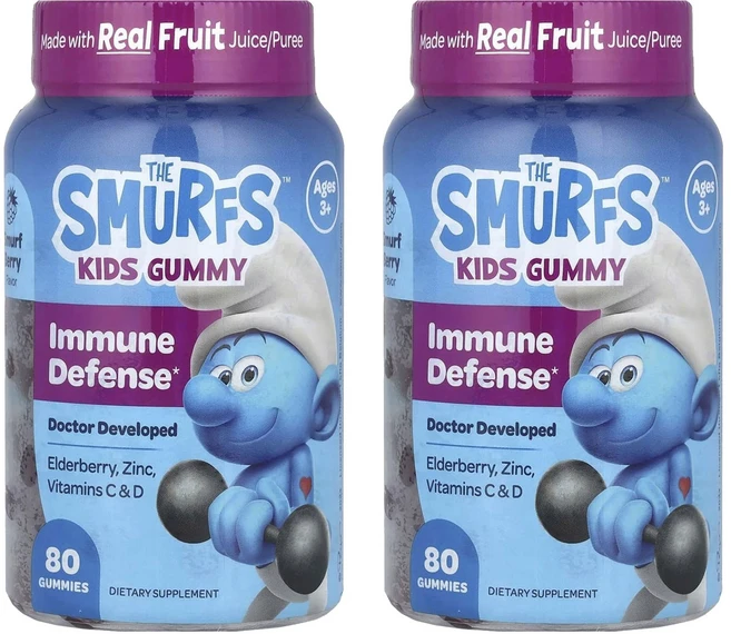 스머프 어린이 이뮨 디펜스 Smurf 베리 맛 구미, 2개, 80정 - 쿠팡