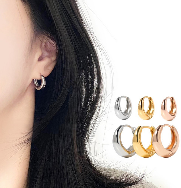 VARAM [한쌍] 볼륨 물방울 원터치 링귀걸이 써지컬 316L 스틸