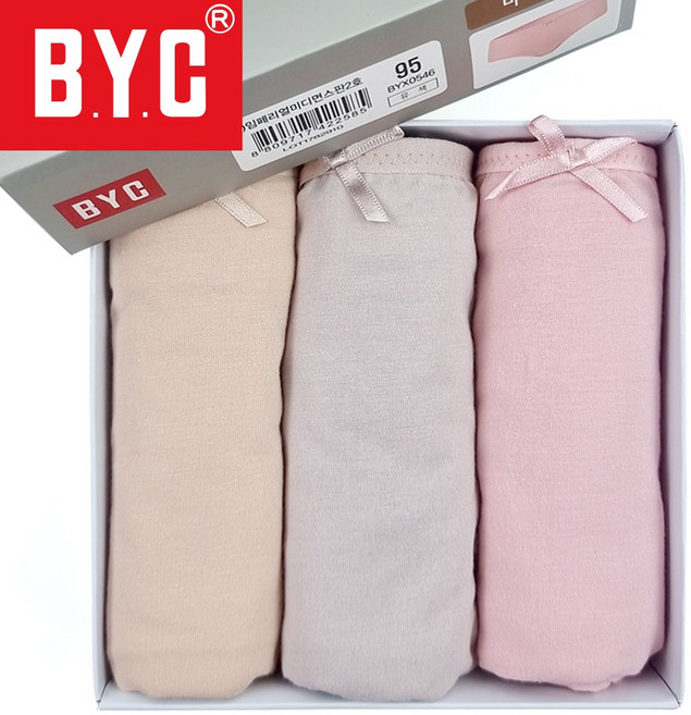 BYC 편안한 여성 면스판 미디 데일리 요일 팬티 세트