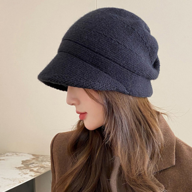 루비앤 데일리 비니 여성 큰사이즈도 가능한 짧은 챙 모자 예쁜코디 겨울 니트 얼굴 작아보이는 비니 모자